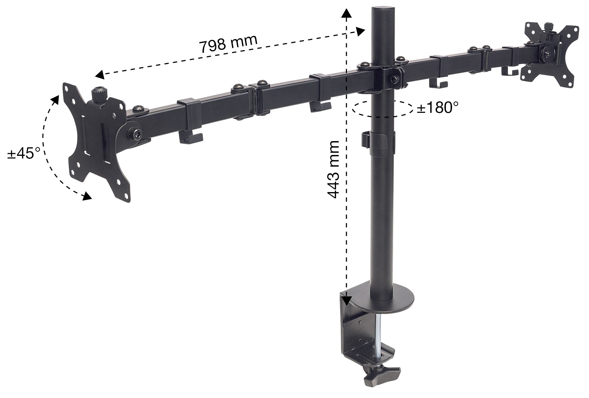 Supporto da Scrivania per 2 Monitor 13-32'' con Morsetto MANHATTAN - immagine 7