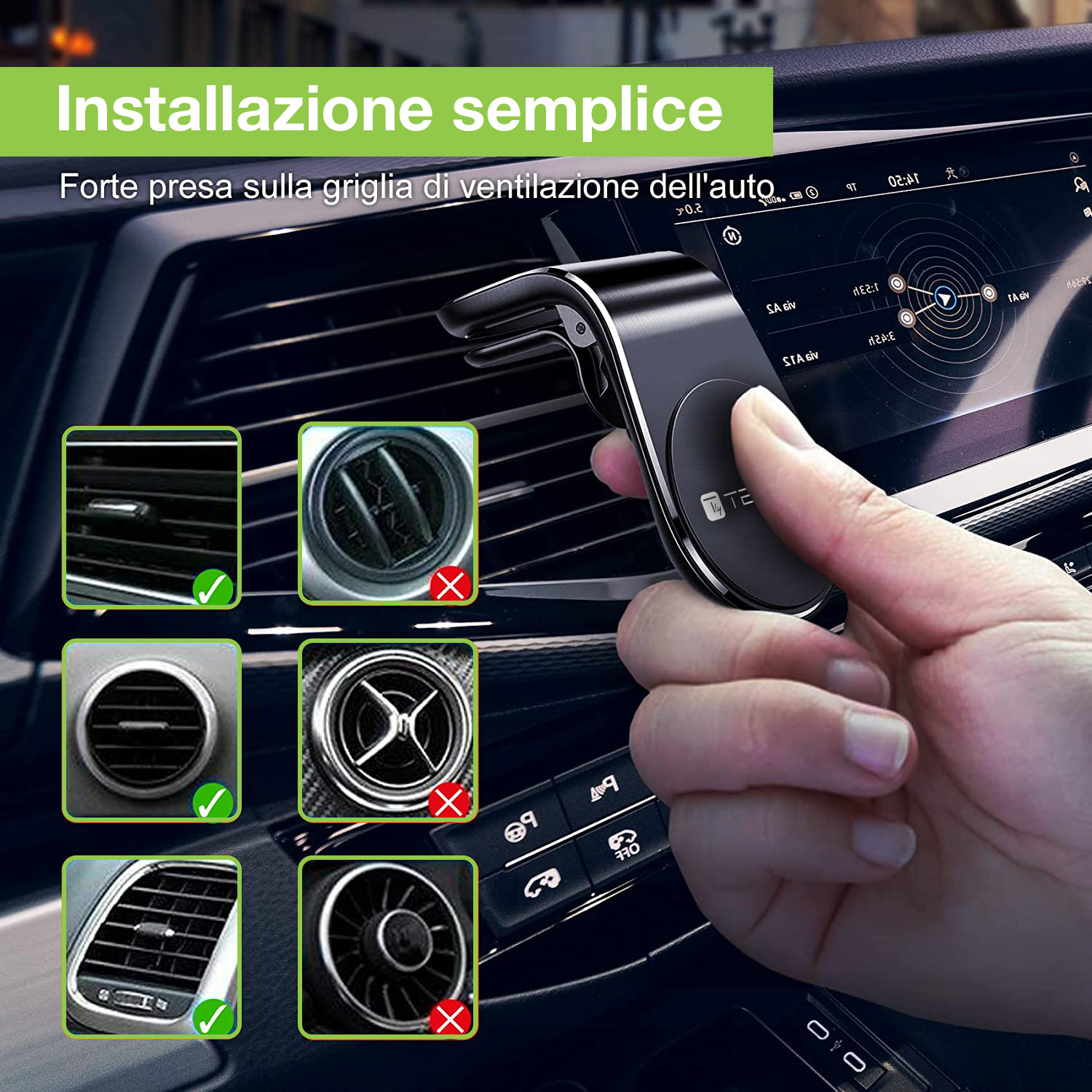 Supporto Magnetico da Auto per Smartphone con Due Placche Metalliche Universali TECHLY - immagine 6