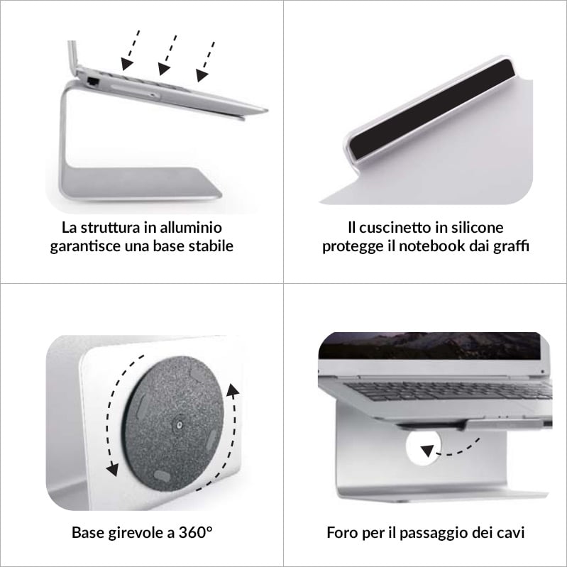 Supporto per Notebook in Alluminio Base Girevole LOGILINK - immagine 5