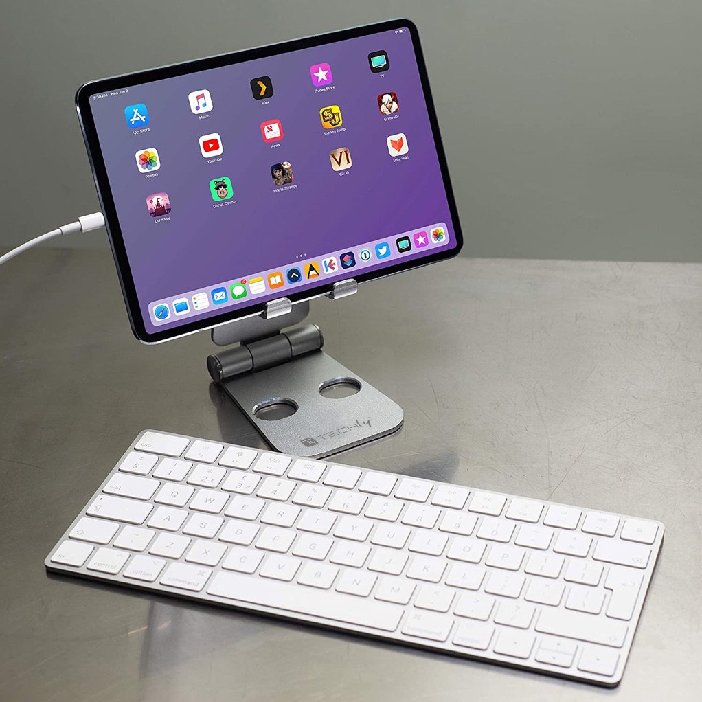 Supporto Regolabile e Pieghevole Porta Smartphone Tablet da Scrivania TECHLY - immagine 7