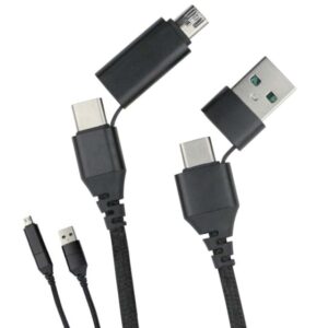 Cavo di Sincronizzazione e Ricarica USB-C&trade; USB-A e Micro USB 1.2m Nero FONTASTIC