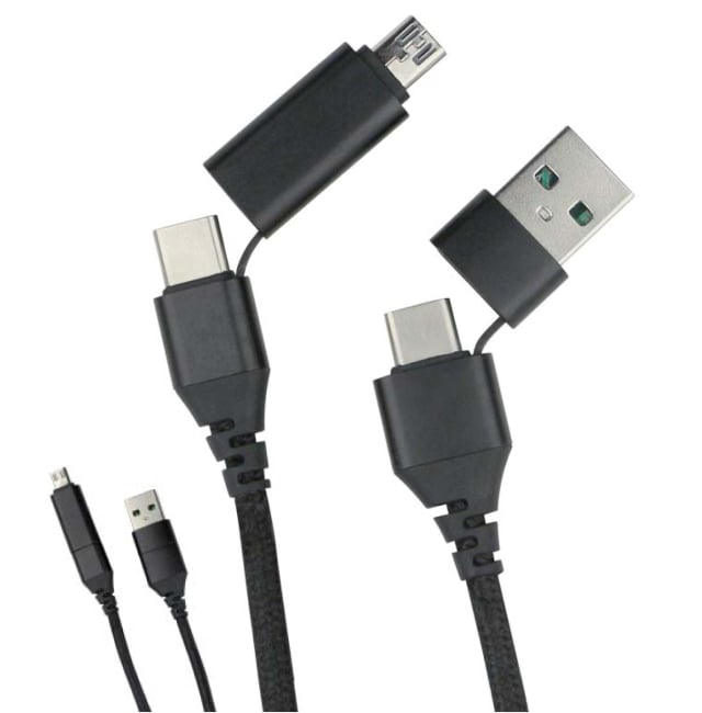 Cavo di Sincronizzazione e Ricarica USB-C™ USB-A e Micro USB 1.2m Nero FONTASTIC