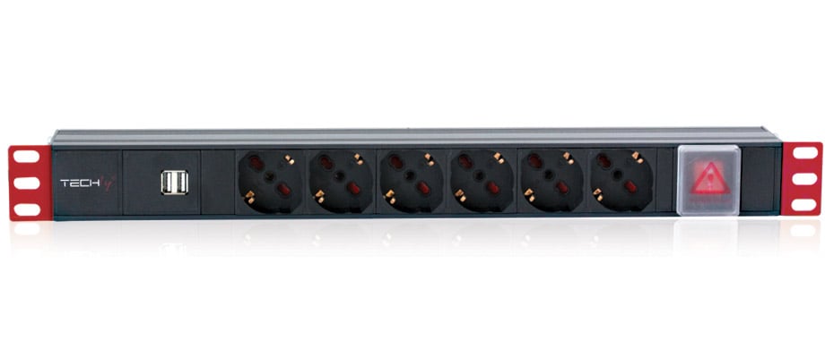 Multipresa 6 Posti da Rack 19'' con Interruttore 2xUSB Spina Italiana 1U TECHLY PROFESSIONAL