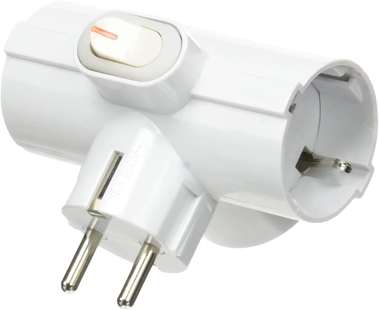 Adattatore Triplo Schuko Spina 2P+T 3 Prese 16A Bianco FME