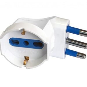 Adattatore spina 16A prese bipasso/Schuko 90&deg; Bianco TECHLY