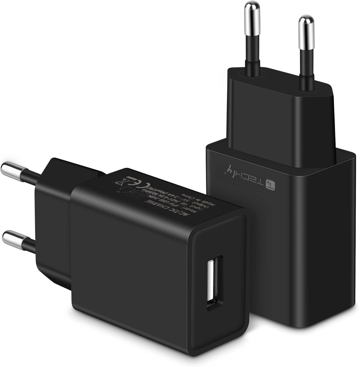 Caricatore Alimentatore USB-A da Muro 5V 2.4A per Smartphone o Tablet TECHLY