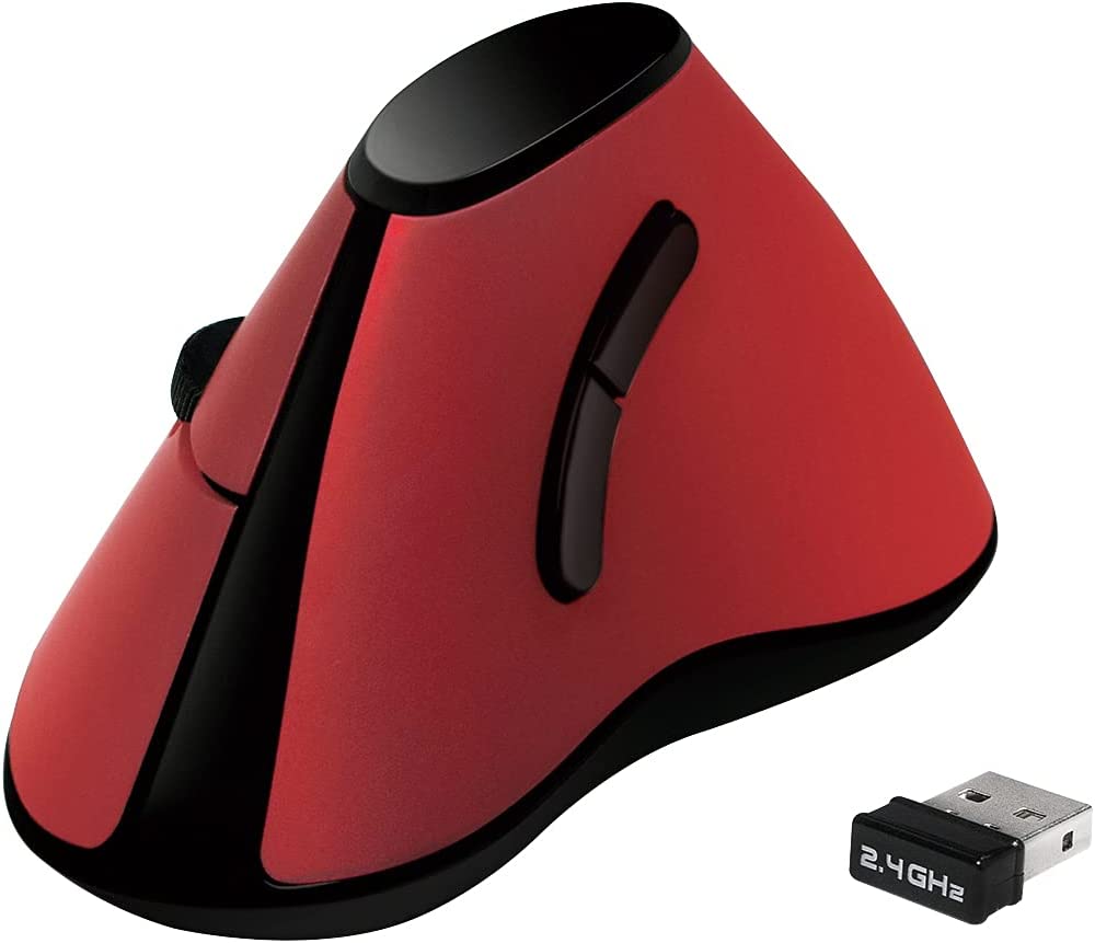 Mouse Verticale Ottico Ergonomico Wireless 1200dpi Rosso LOGILINK