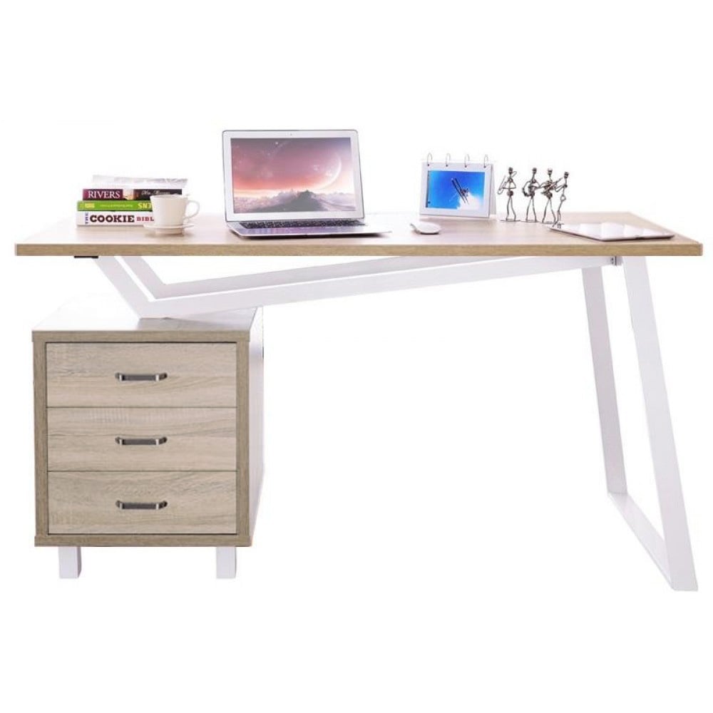 Scrivania per Computer dal Design Moderno con Tre Cassetti Quercia TECHLY - immagine 8