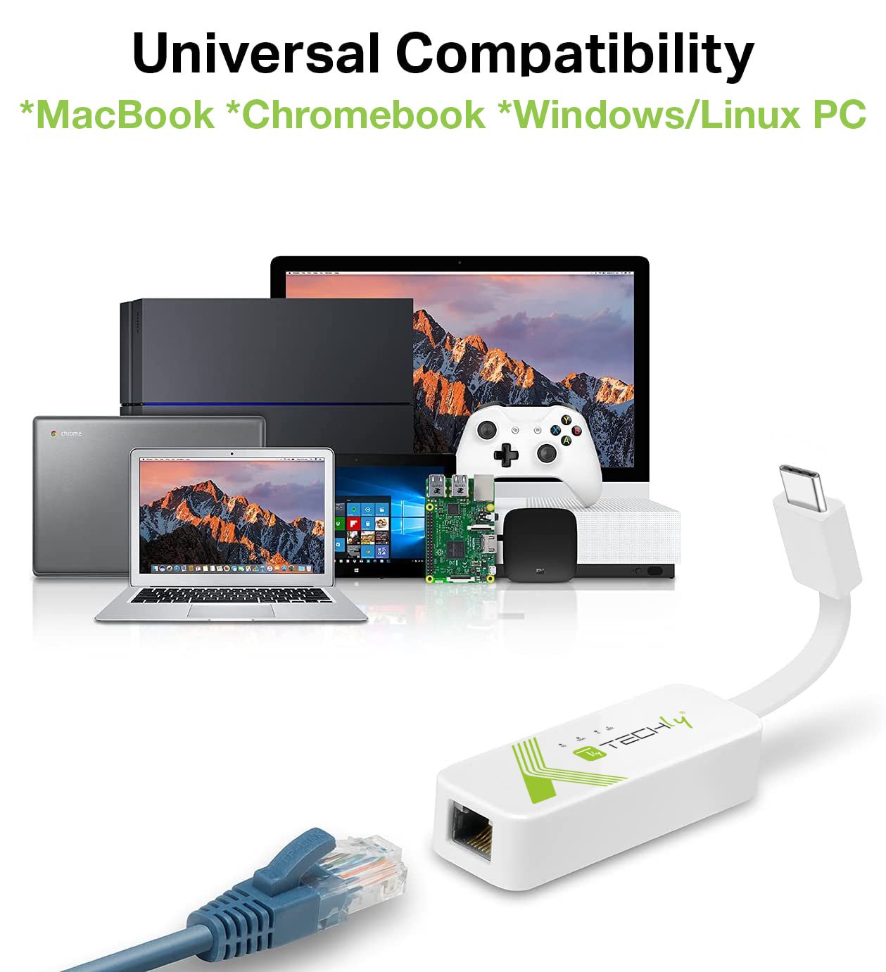 Adattatore Convertitore USB-C™ Ethernet Gigabit RJ45 Lan TECHLY - immagine 8