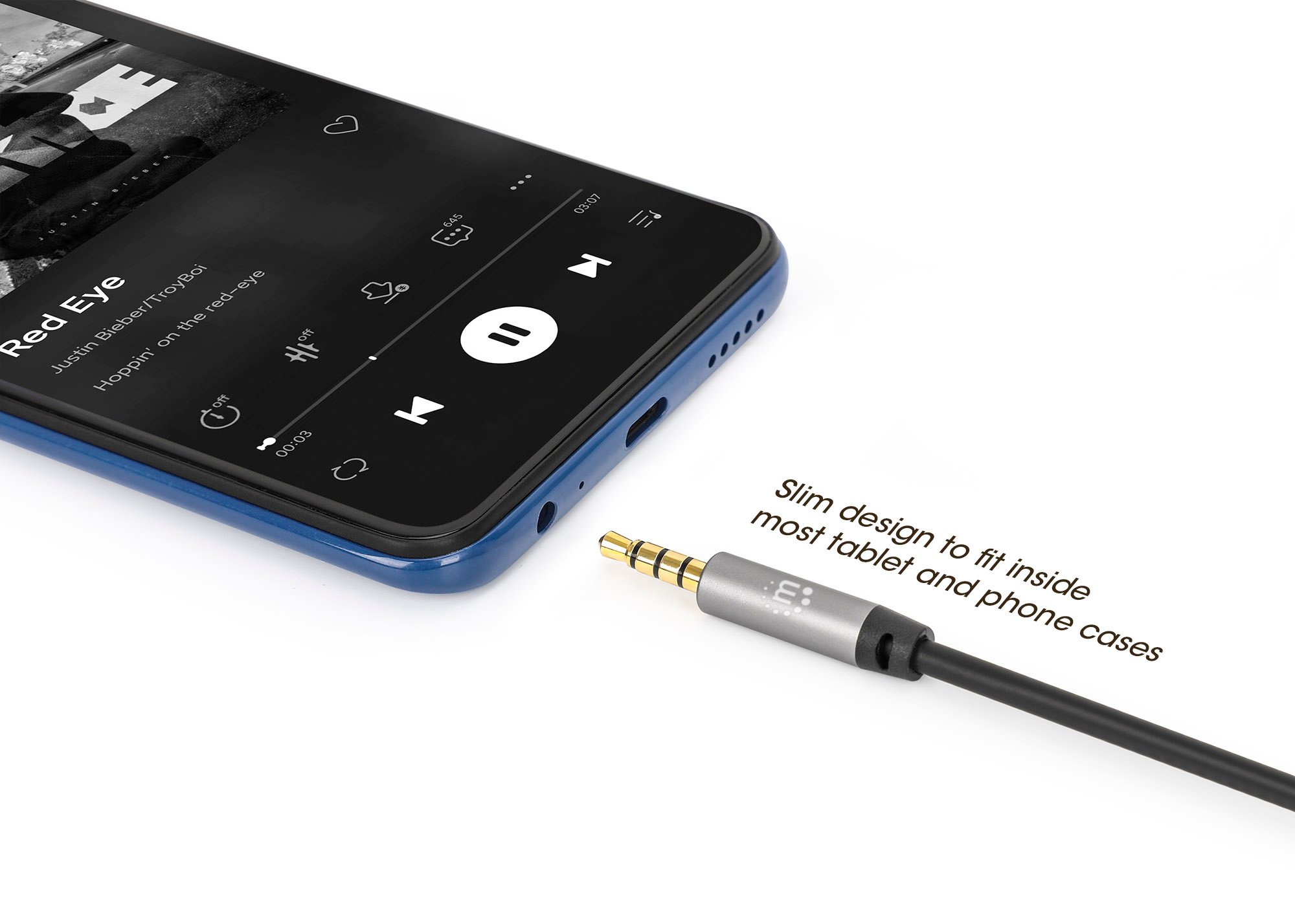 Cavo Audio Stereo AUX 3.5mm Alta Qualit&agrave; M/M 2m MANHATTAN - immagine 8