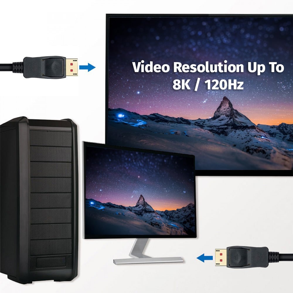 Cavo Audio/Video DisplayPort 8K M/M 1 m Nero TECHLY - immagine 7