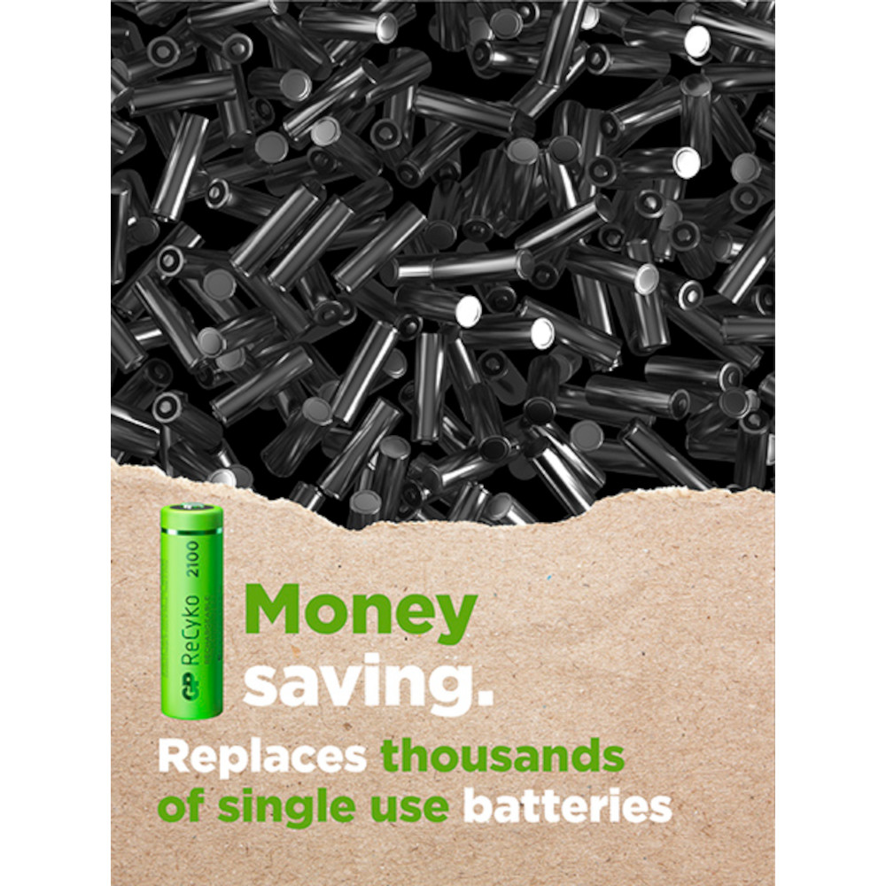 Blister 4 Batterie Ricaricabili AA Stilo 2100mAh GP ReCyko GP BATTERIES - immagine 8