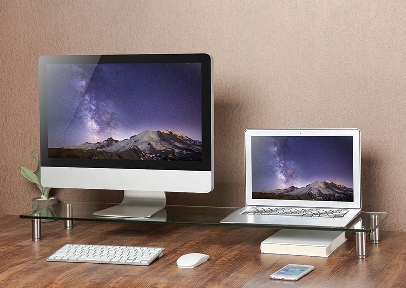 Stand Supporto da Scrivania in Vetro Trasparente per Monitor e Laptop LOGILINK - immagine 8