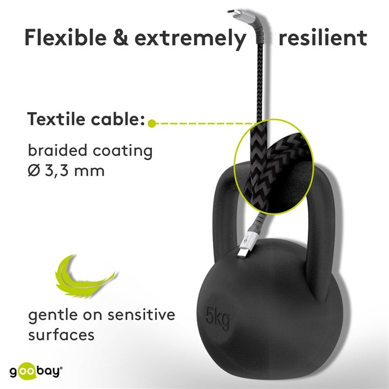 Cavo USB-C™ a USB A Connettori in Metallo e Rivestimento Tessuto 2,0m GOOBAY - immagine 8