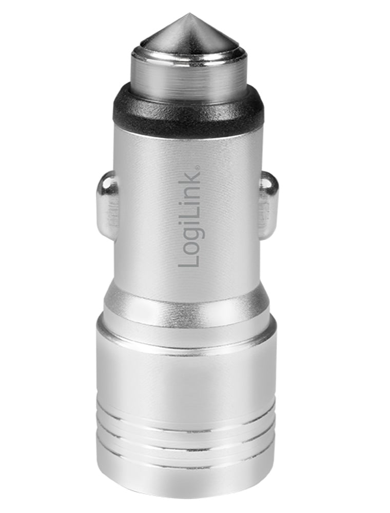 Caricatore da Auto in Alluminio 2x USB 10,5W Rompivetro di Emergenza LOGILINK - immagine 7