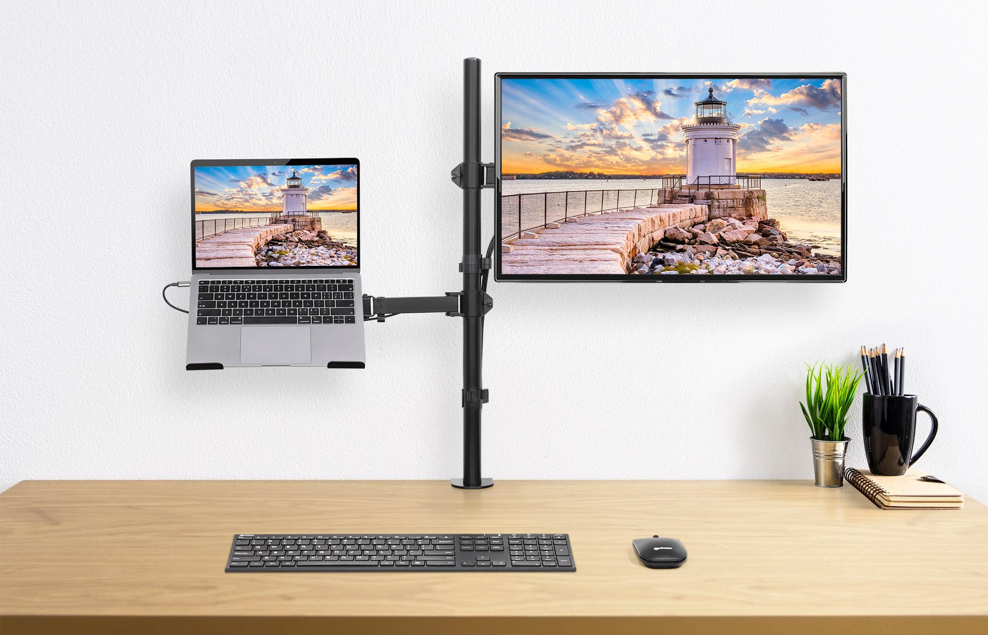 Supporto da Scrivania Braccio per Monitor 13-32'' e Mensola per Laptop MANHATTAN - immagine 8
