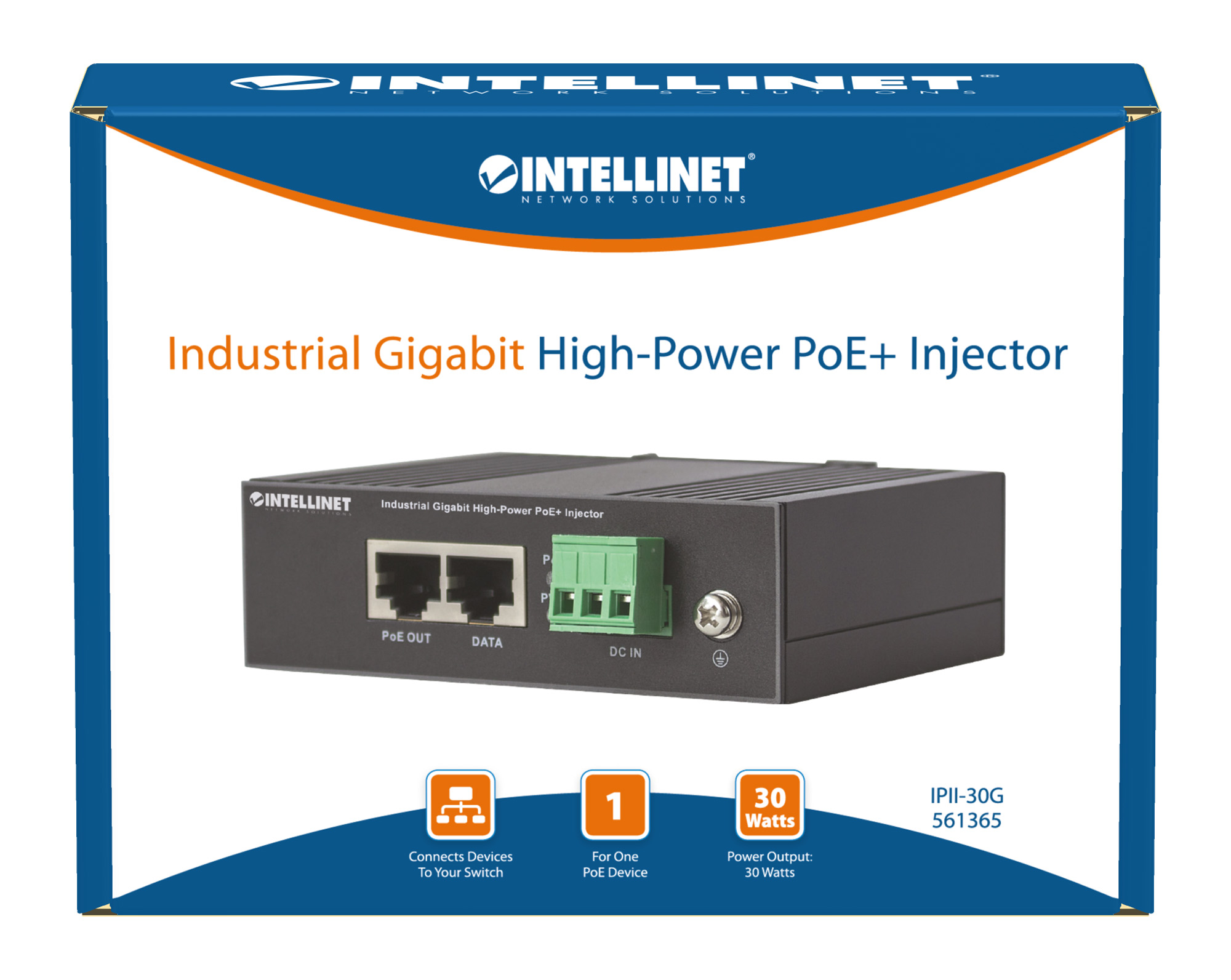 Iniettore Industriale per Guida DIN Gigabit High-Power PoE+ 30W INTELLINET - immagine 8