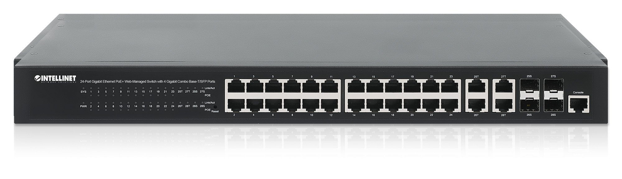 Switch 24p. Gigabit Ethernet PoE+ con 4p. Gigabit Combo Base-T/SFP INTELLINET - immagine 8