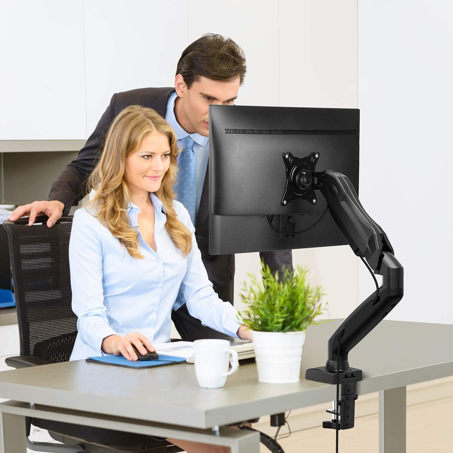 Supporto da Scrivania per Monitor 13-27'' con USB e audio TECHLY - immagine 8
