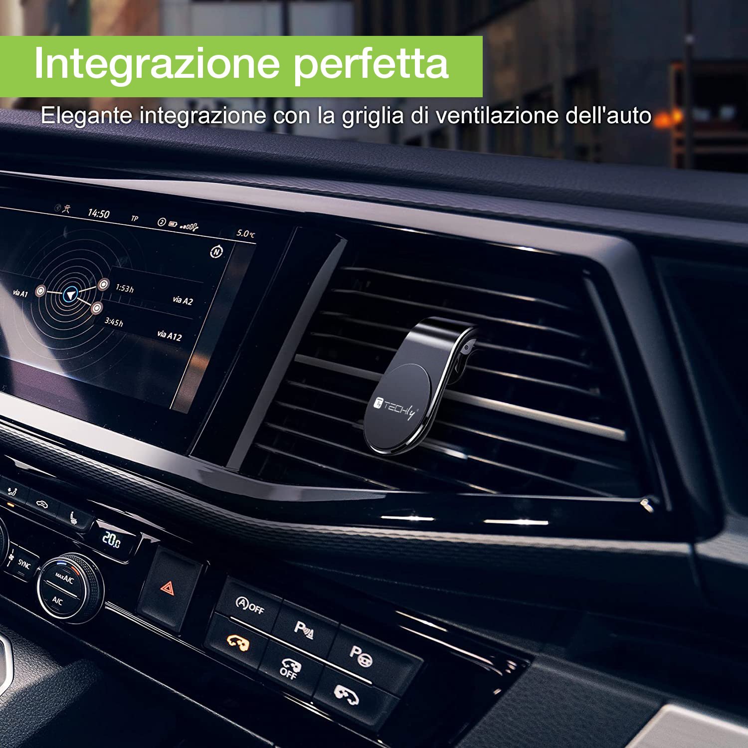 Supporto Magnetico da Auto per Smartphone con Due Placche Metalliche Universali TECHLY - immagine 7