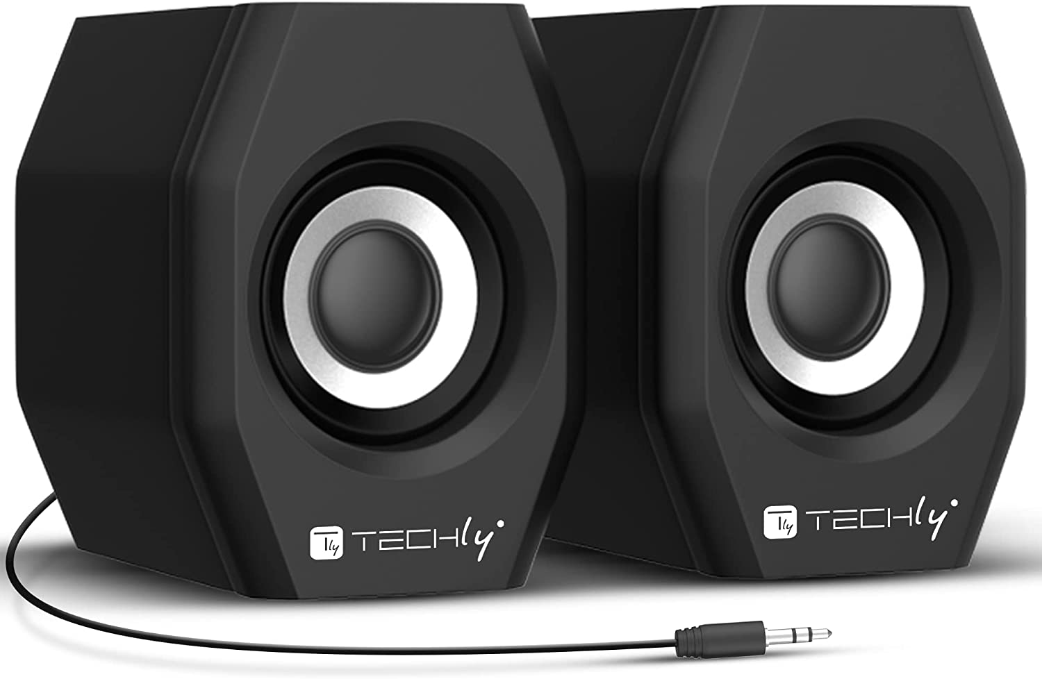 Set Altoparlanti per Notebook e PC USB 2.0 Jack 3,5mm Controllo Volume TECHLY