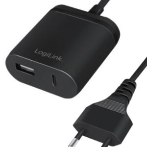 Caricatore USB con porta USB tipo A e USB-C&trade; cavo 1,5m 12W LOGILINK