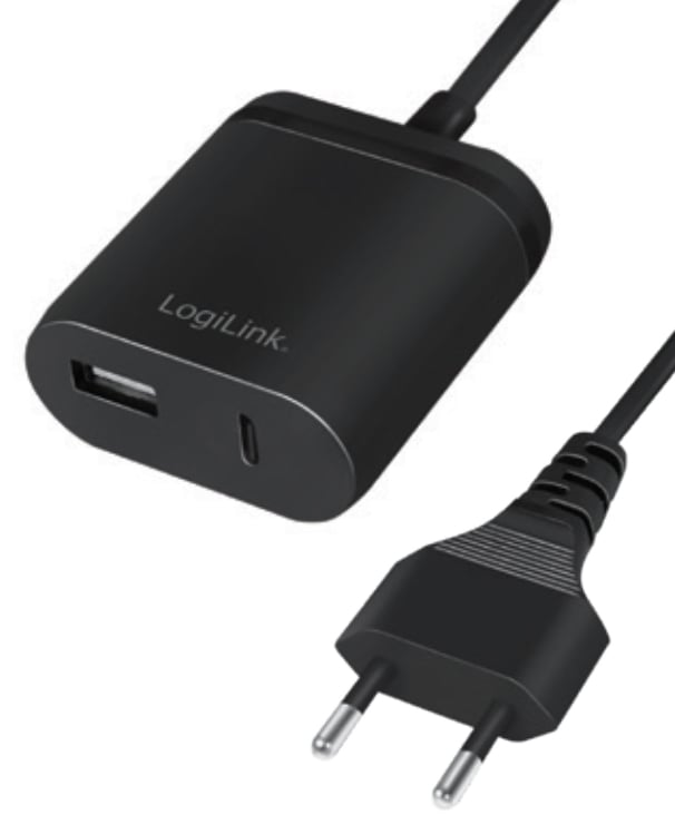 Caricatore USB con porta USB tipo A e USB-C™ cavo 1,5m 12W LOGILINK
