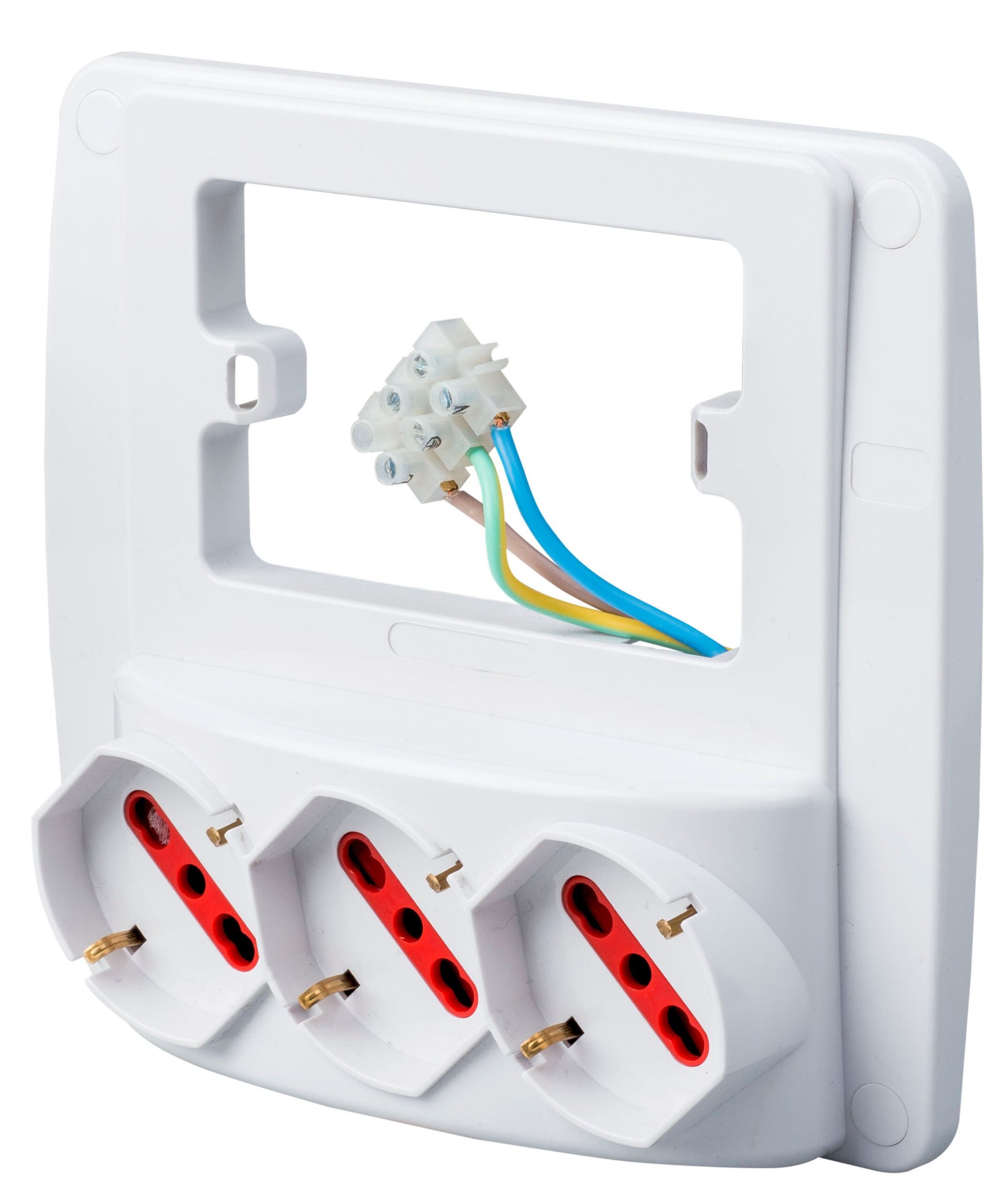Multipresa da Parete 3 Posti Schuko Bianco ROSI