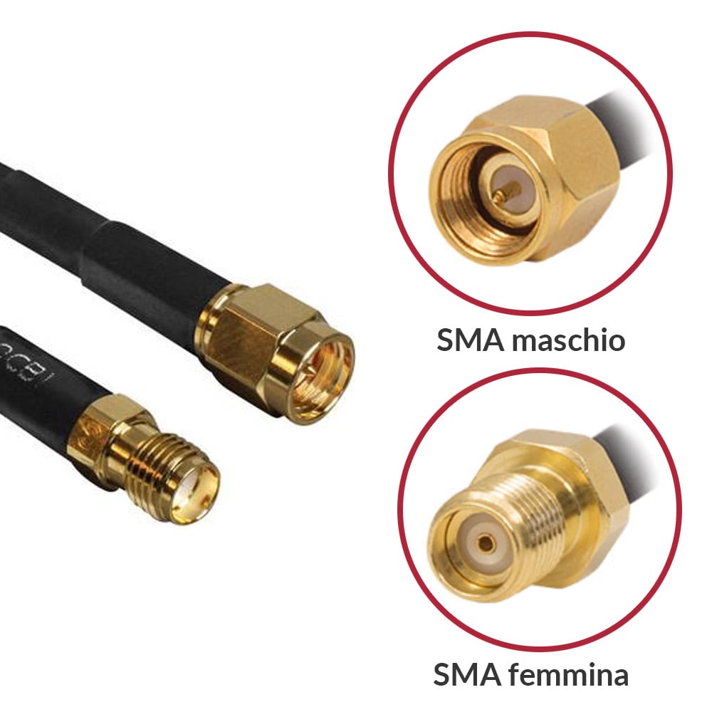 Cavo Antenna SMA M/F a Basse Perdite 15m Nero DELOCK
