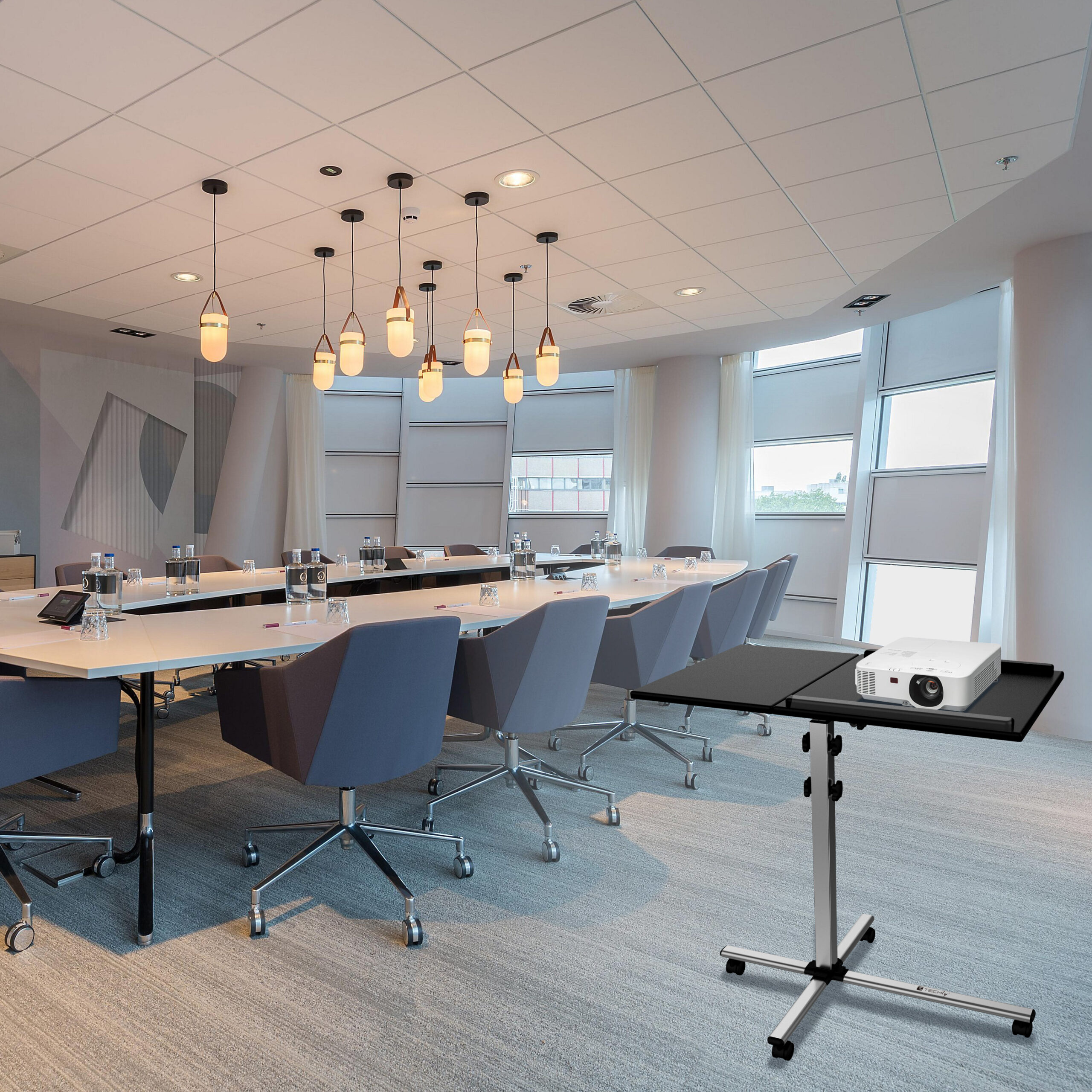 Carrello per Proiettore e Notebook a Due Ripiani Regolabile in Altezza TECHLY - immagine 9
