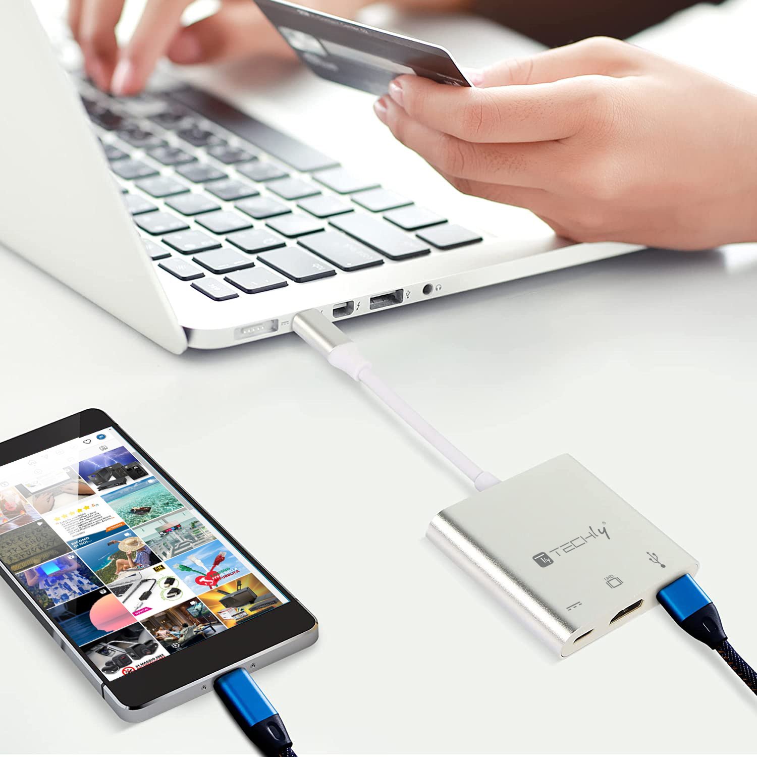Cavo Convertitore Adattatore da USB-C™ a USB 3.0, HDMI e PD TECHLY - immagine 9