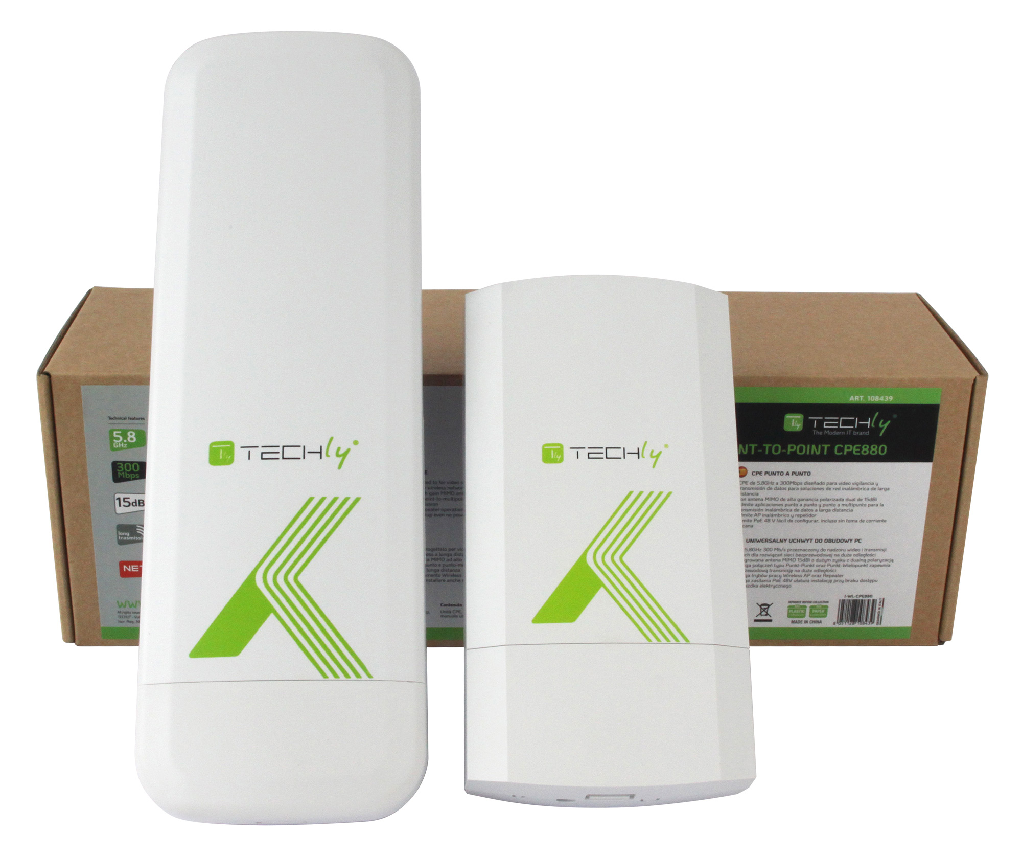 CPE Punto-Punto 300Mbps a 2.4GHz 8dBi TECHLY - immagine 9