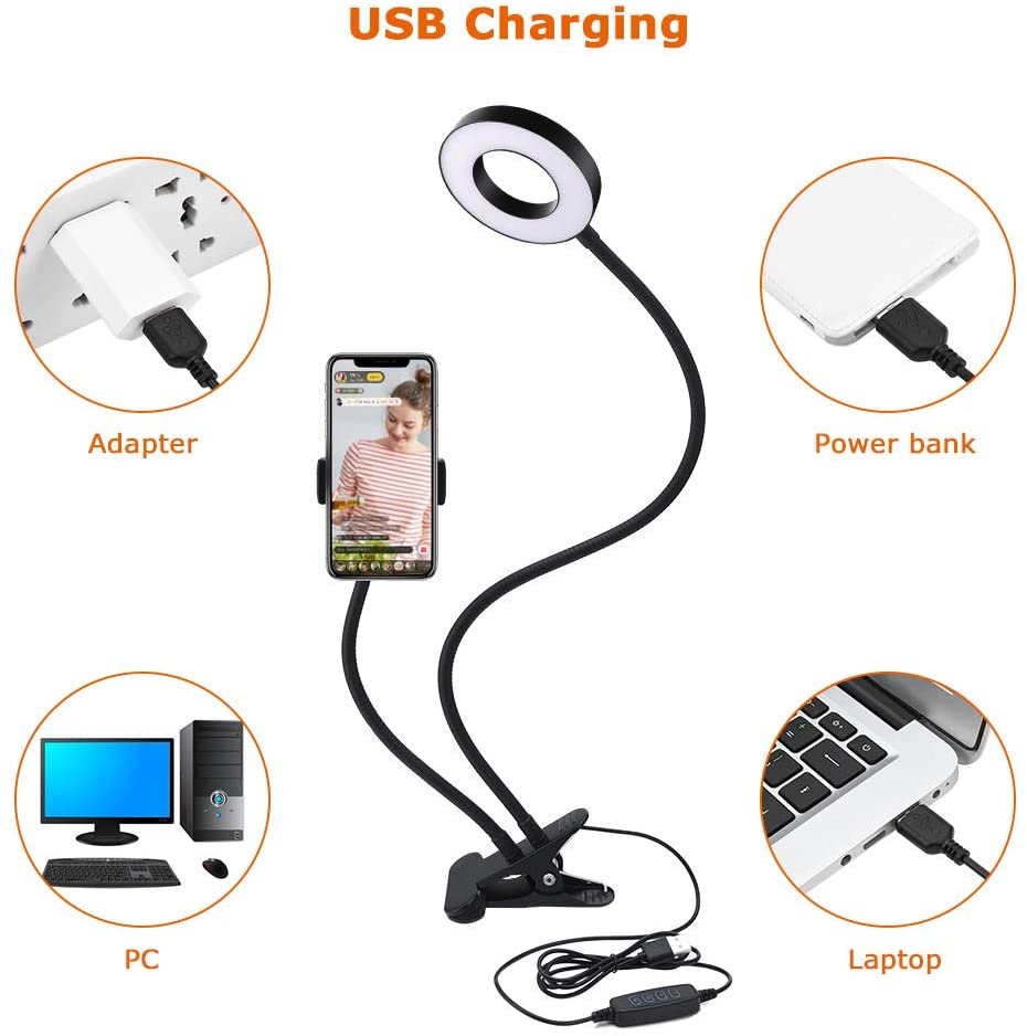 Luce LED Anello Portatile Regolazione Luminosità e Stand Smartphone LOGILINK - immagine 10
