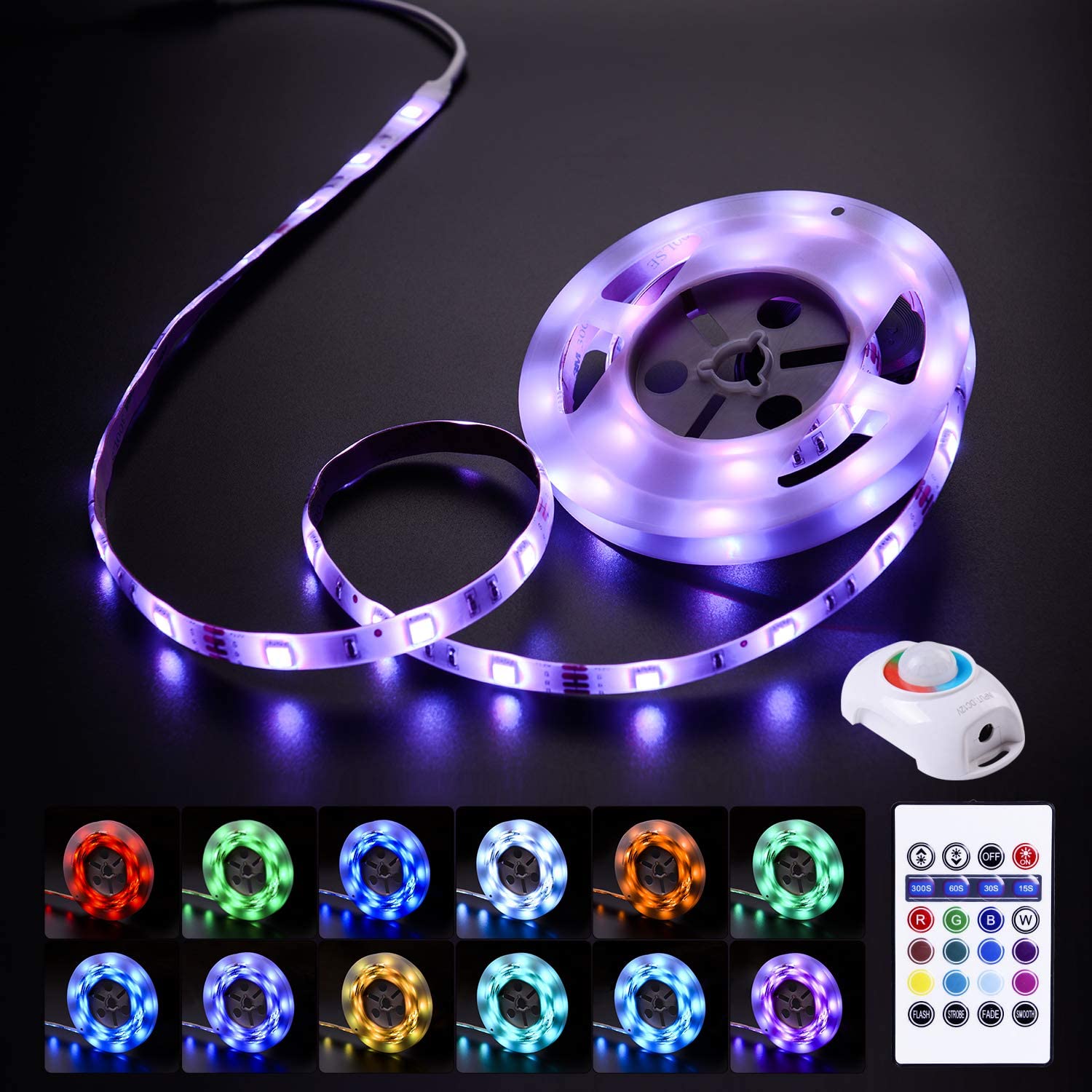 Striscia LED RGB Multicolore con Sensore di Movimento Telecomando 1,5m TECHLY - immagine 8