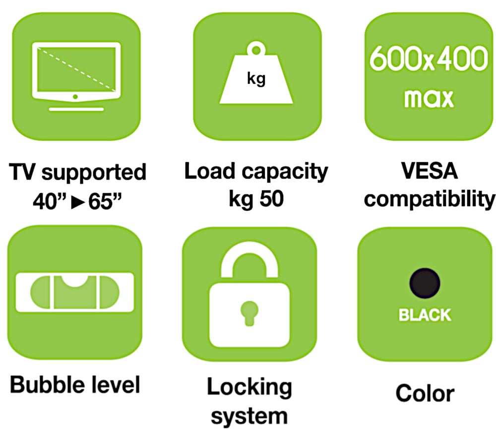 Staffa a Muro Inclinabile TV LED LCD 40-65'' TECHLY - immagine 9