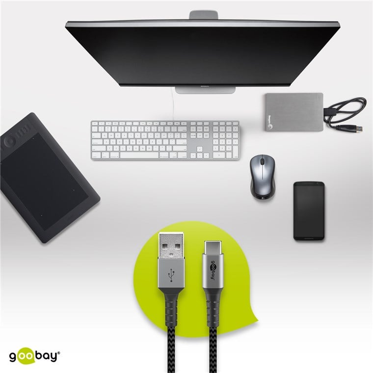 Cavo USB-C™ a USB A Connettori in Metallo e Rivestimento Tessuto 2,0m GOOBAY - immagine 9