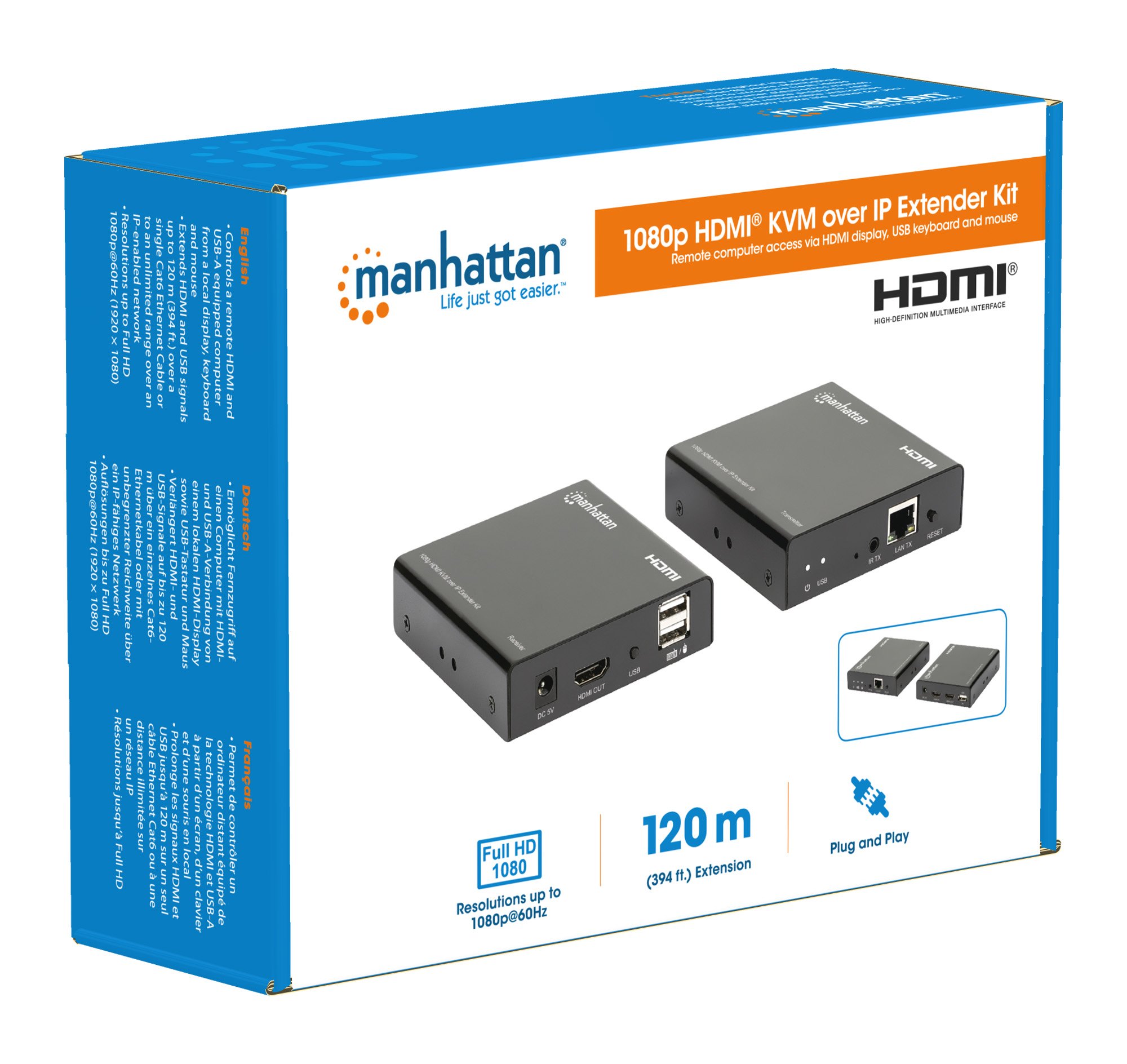 Kit Extender HDMI KVM over IP 1080p fino a 120m MANHATTAN - immagine 9