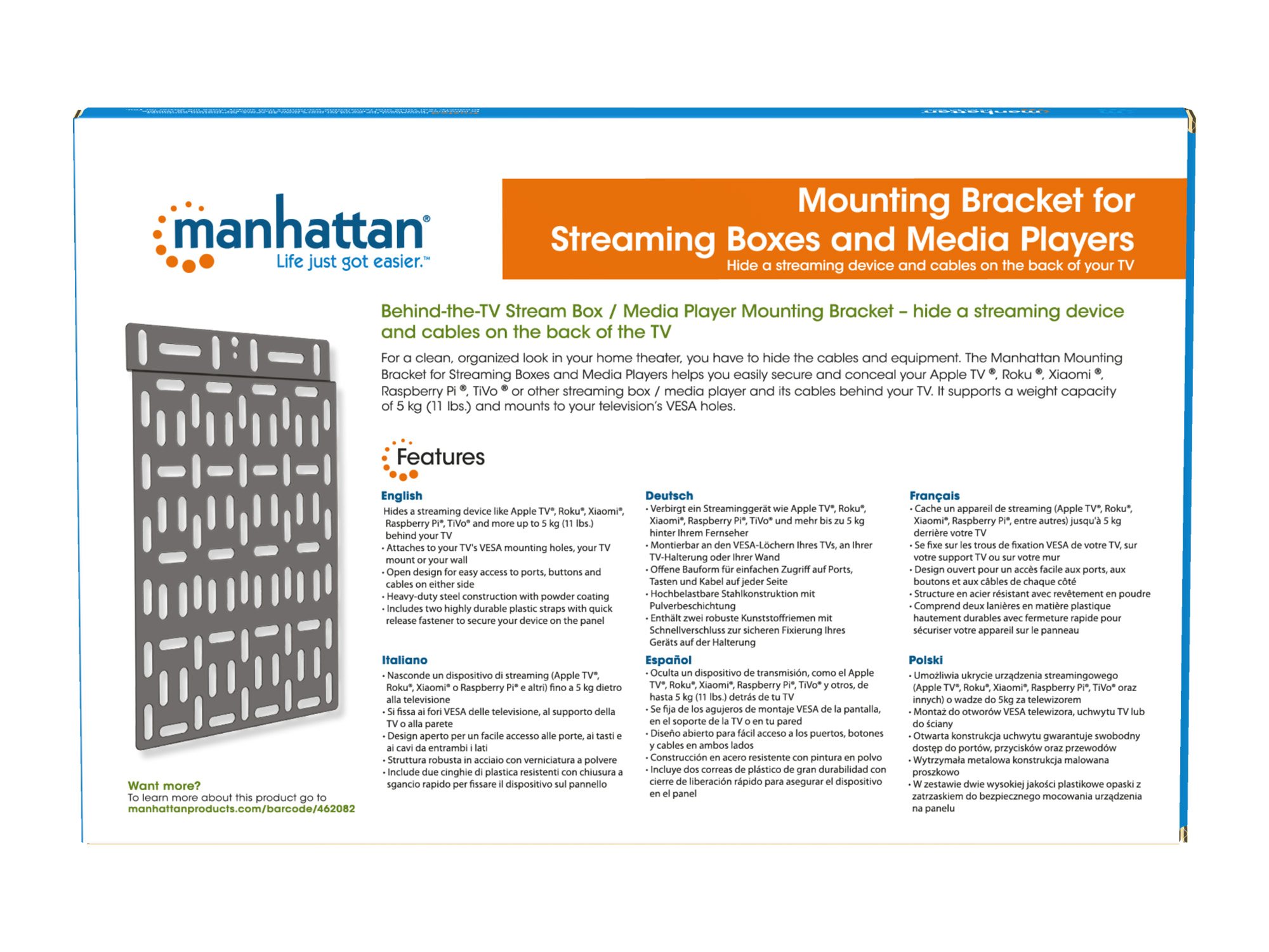Staffa di supporto per Smart Streaming Box e Lettori Multimediali MANHATTAN - immagine 9