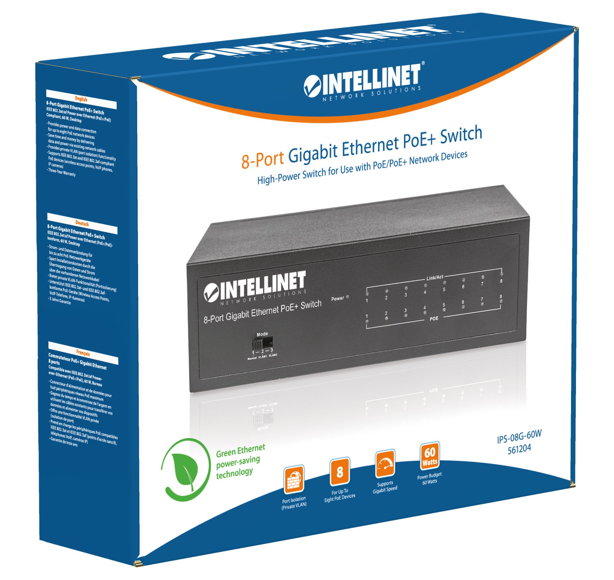 Switch Gigabit Ethernet 8 Porte PoE+ INTELLINET - immagine 9