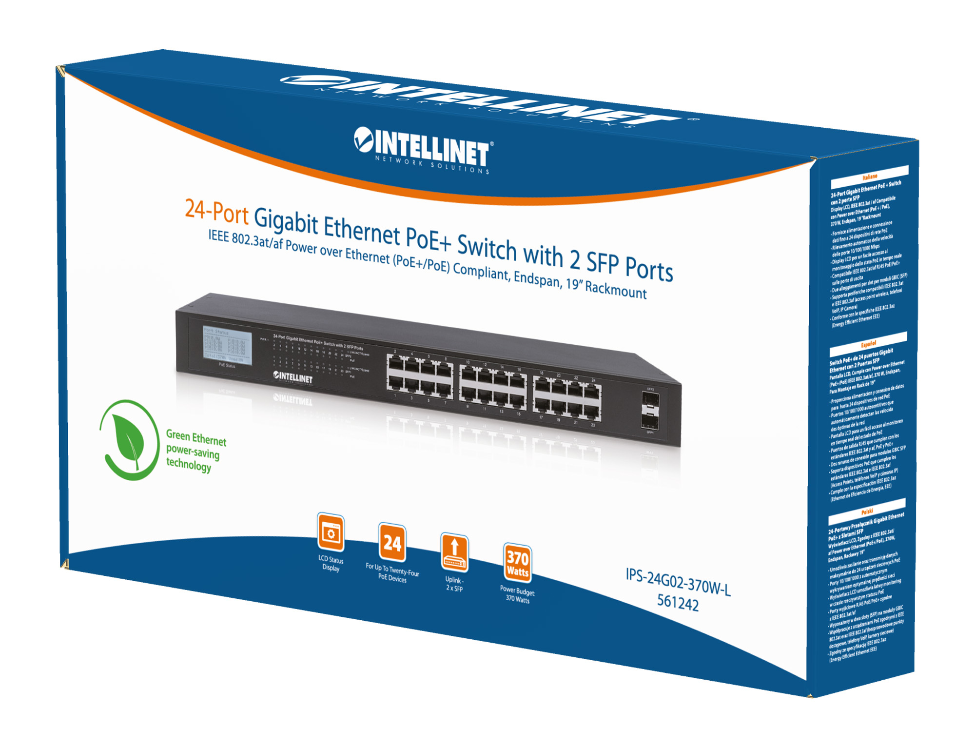 Gigabit Ethernet Switch 24 porte POE+ con 2 porte SFP INTELLINET - immagine 9