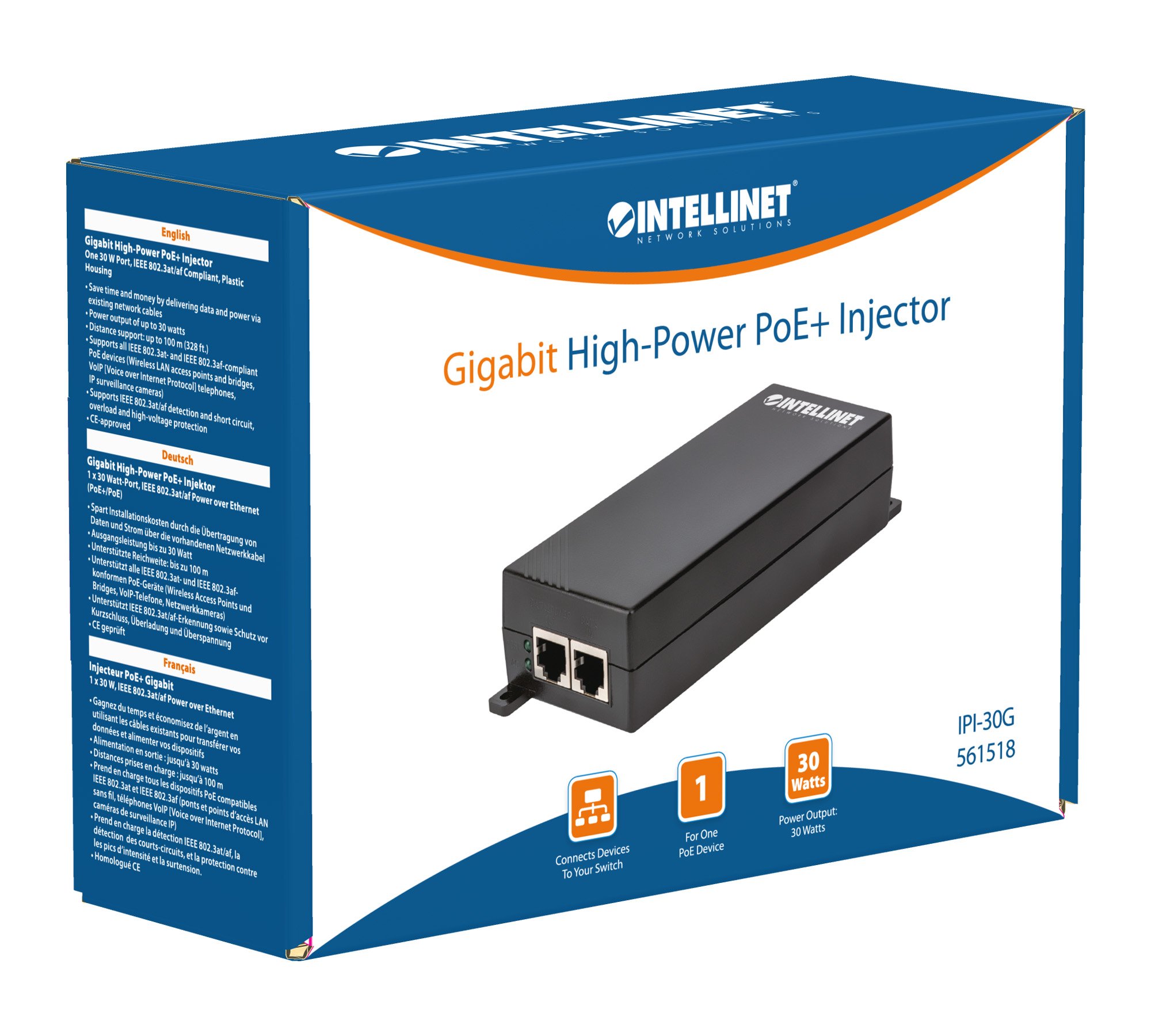 Iniettore Gigabit PoE+ High Power INTELLINET - immagine 9