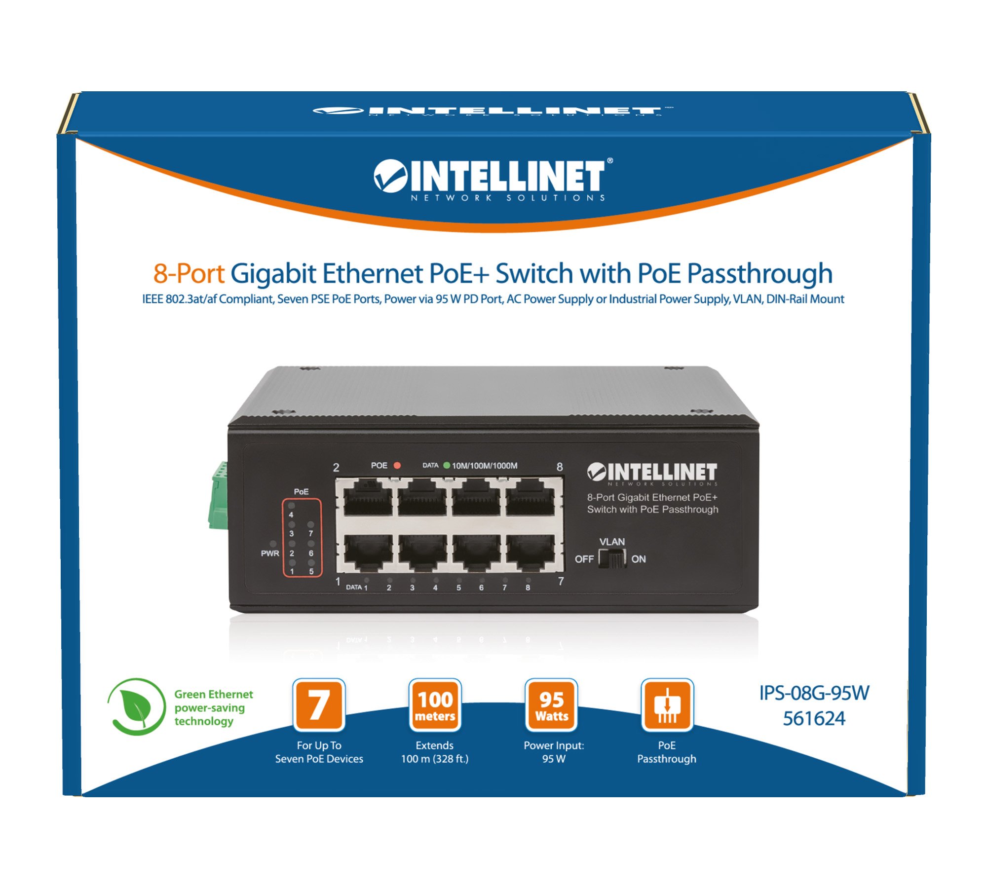 Switch Ethernet Gigabit 8 porte PoE+ con PoE Passante INTELLINET - immagine 8