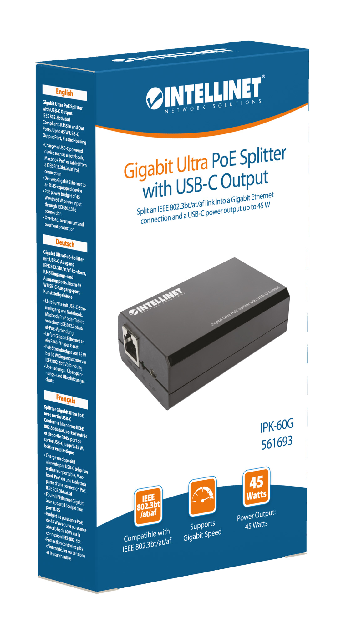 Splitter Gigabit Ultra PoE con uscita USB-C™ INTELLINET - immagine 9