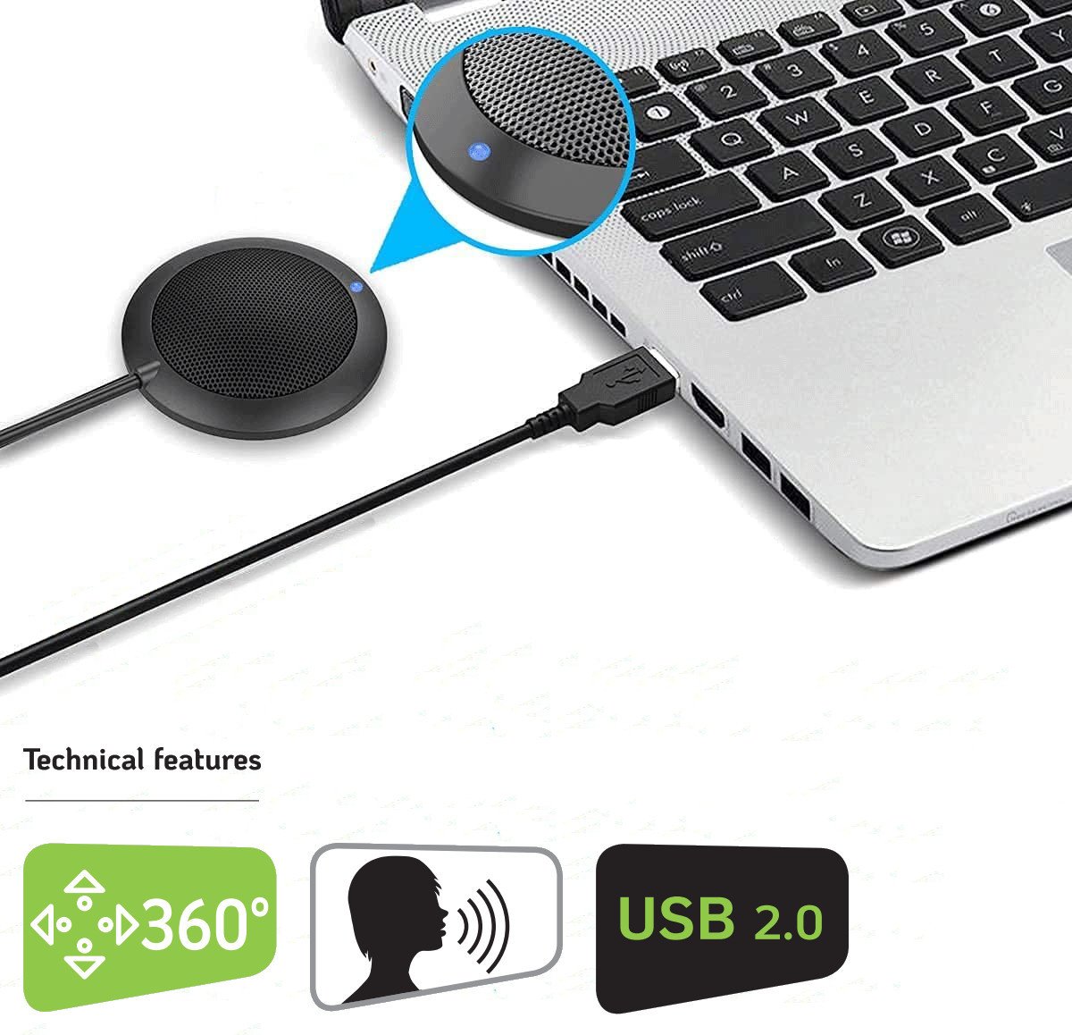 Microfono USB Omnidirezionale da Conferenza TECHLY - immagine 9