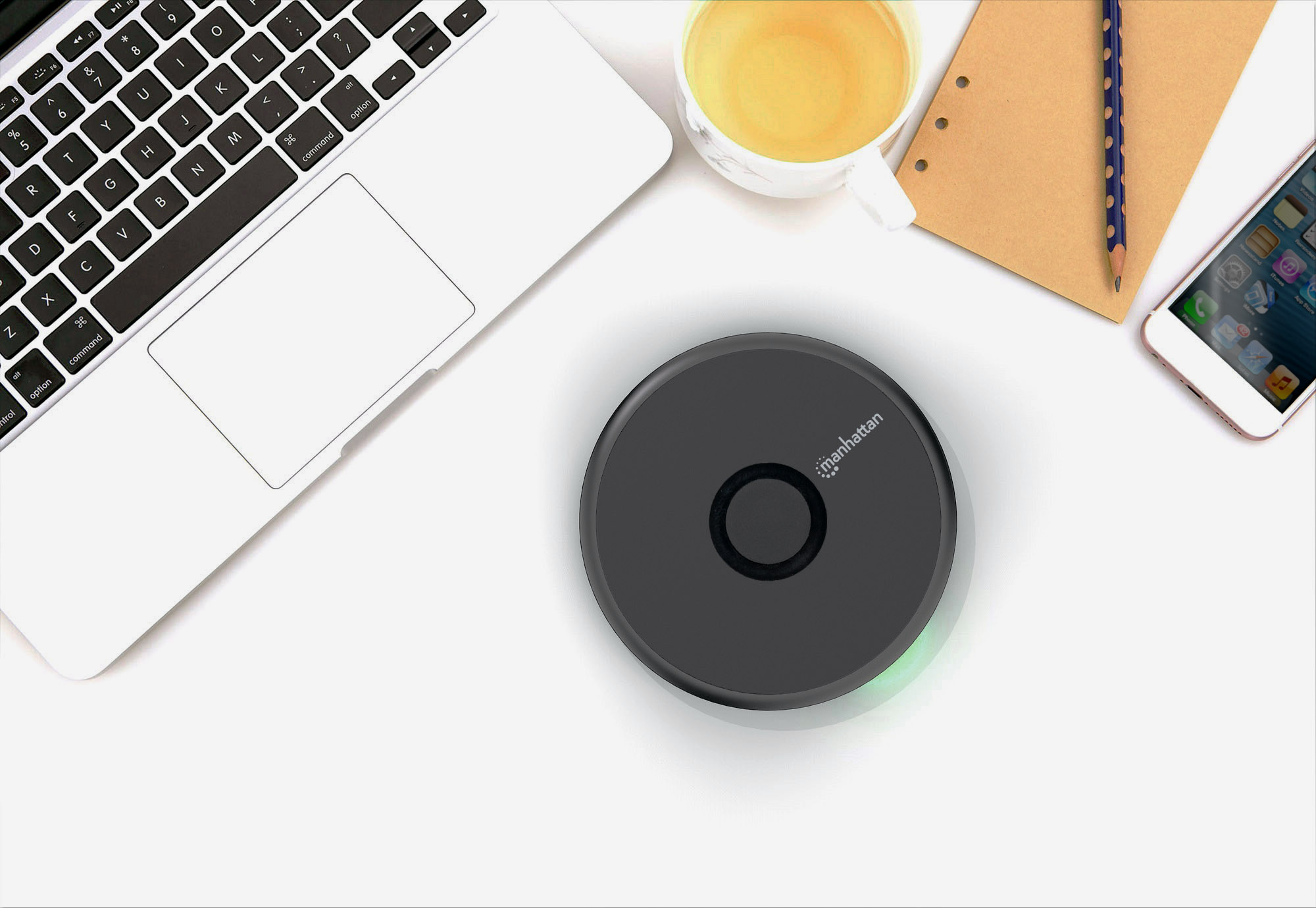 Pad di Ricarica Wireless Veloce 10W Nero MANHATTAN - immagine 9