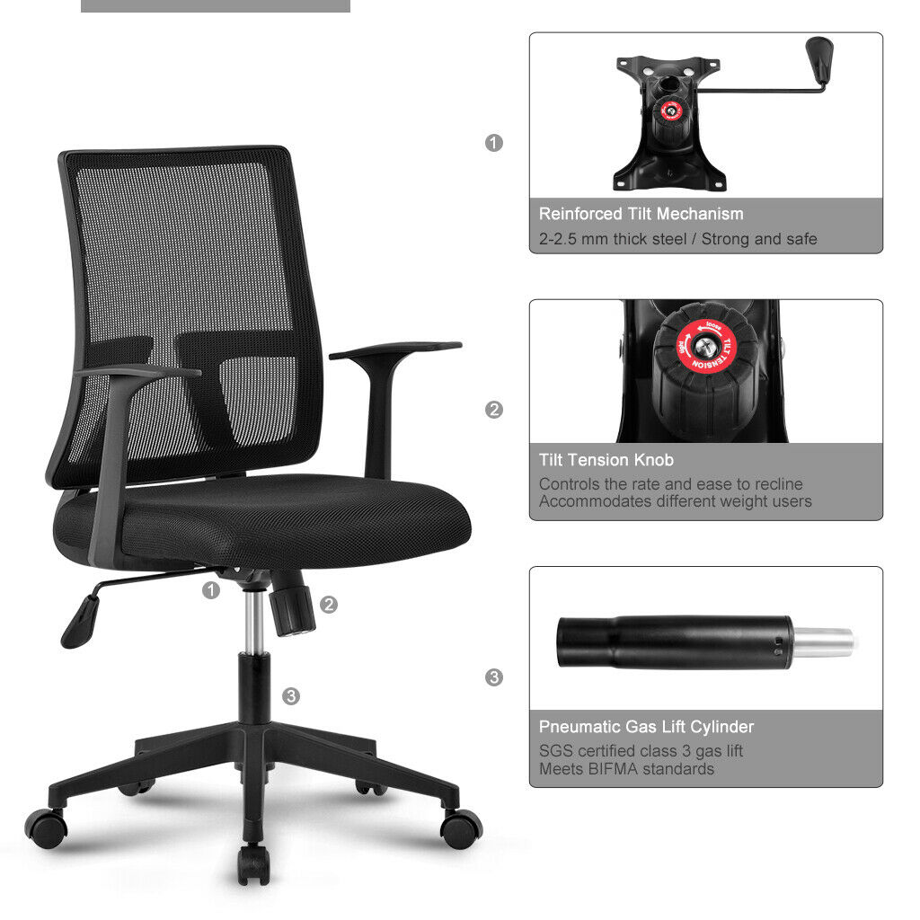 Sedia da Ufficio con Seduta Imbottita e Schienale in Rete TECHLY - immagine 9