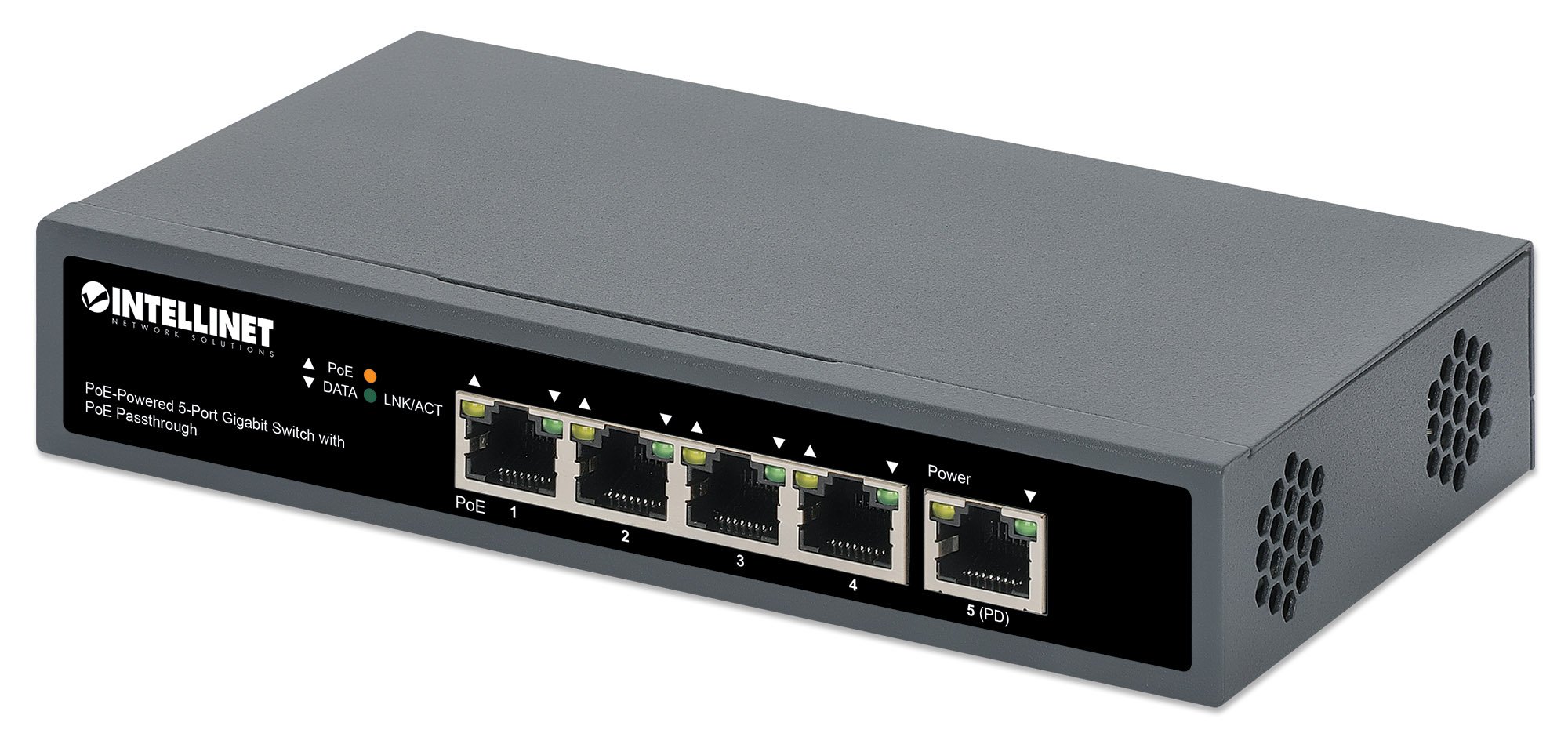 Switch Gigabit a 5 Porte con Alimentazione PoE Passante INTELLINET