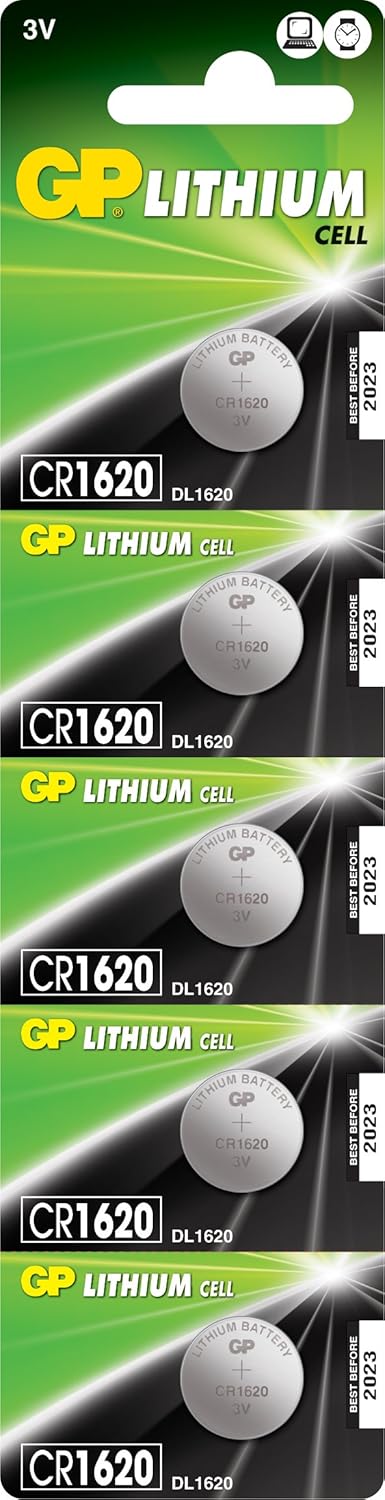 Blister 5 Batterie a Bottone Litio CR1620 GP BATTERIES