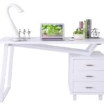 Scrivania per Computer con Tre Cassetti Bianco opaco effetto legno TECHLY
