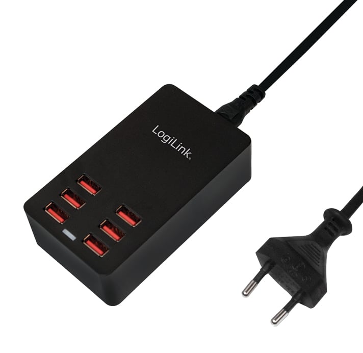 Caricatore da Tavolo a 6 porte USB 32W Nero LOGILINK - immagine 2